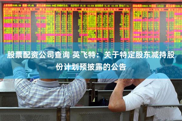 股票配资公司查询 英飞特：关于特定股东减持股份计划预披露的公告