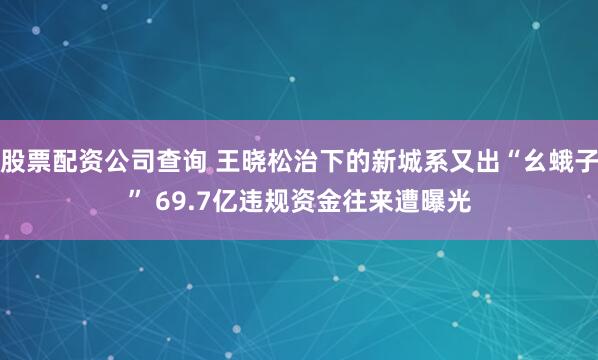 股票配资公司查询 王晓松治下的新城系又出“幺蛾子” 69.7亿违规资金往来遭曝光